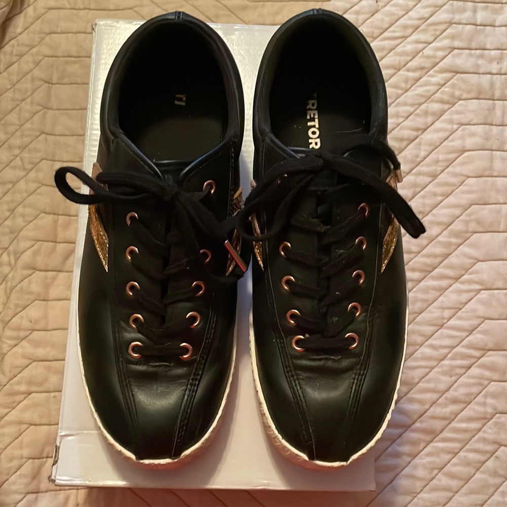 Tretorn special edition black leather with rose gold accents in original package